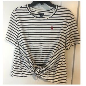 US Polo Association. Striped  Front Knot Tee